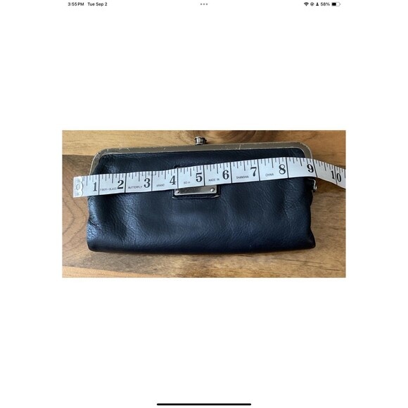 Kenneth Cole NY Black Leather Double Kiss Lock Magnetic Frame Bifold Wallet - Picture 8 of 11